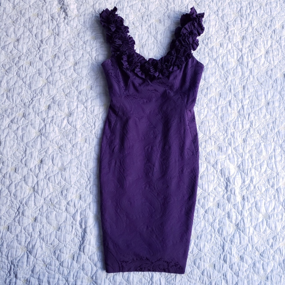 Maggy London Purple Brocade Sheath Dress